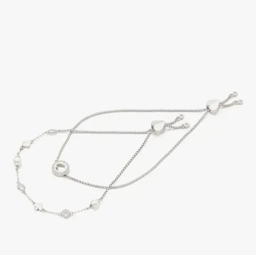 Kate Spade Spot The Spade Box Set of 2 Slider Bracelets Silver / Clear - Picture 3 of 16